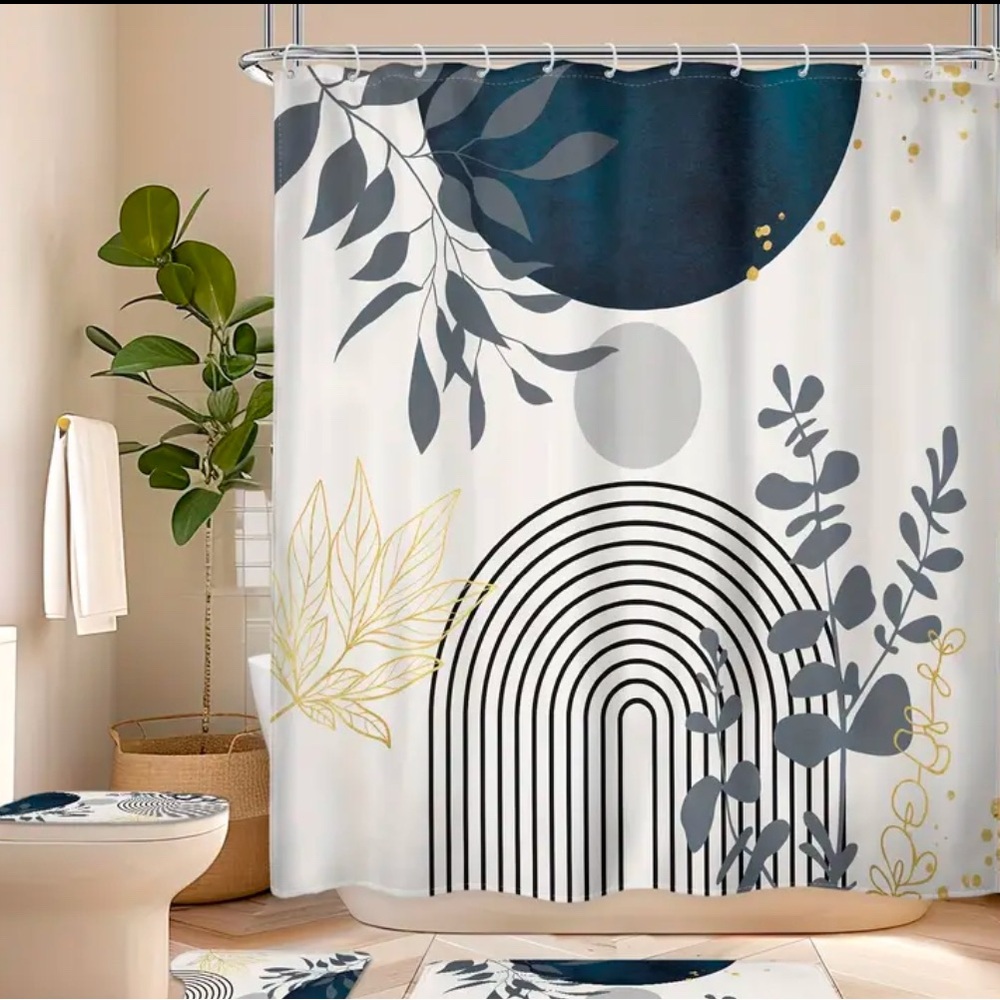 ❌ SOLD🆘‼️ 4pcs shower curtain set